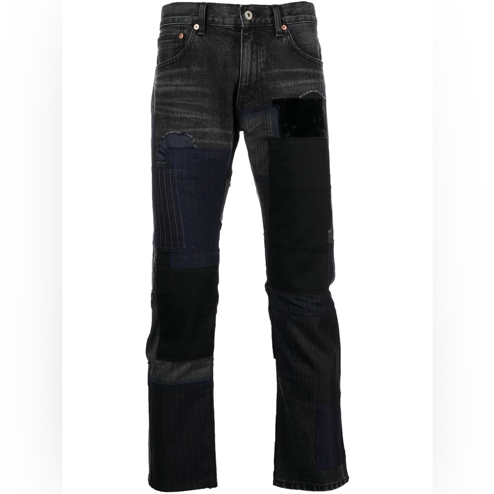 Junya Watanabe Men’s Black Patchwork SkinnyTrousers/ Denim Jeans